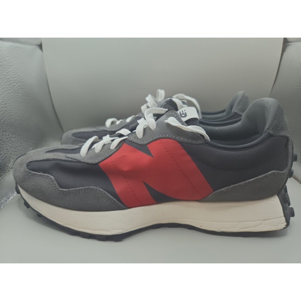 New Balance 327 Magnet Team Red Suede Mens 11.5 Gray Black Red MS327FF EUC